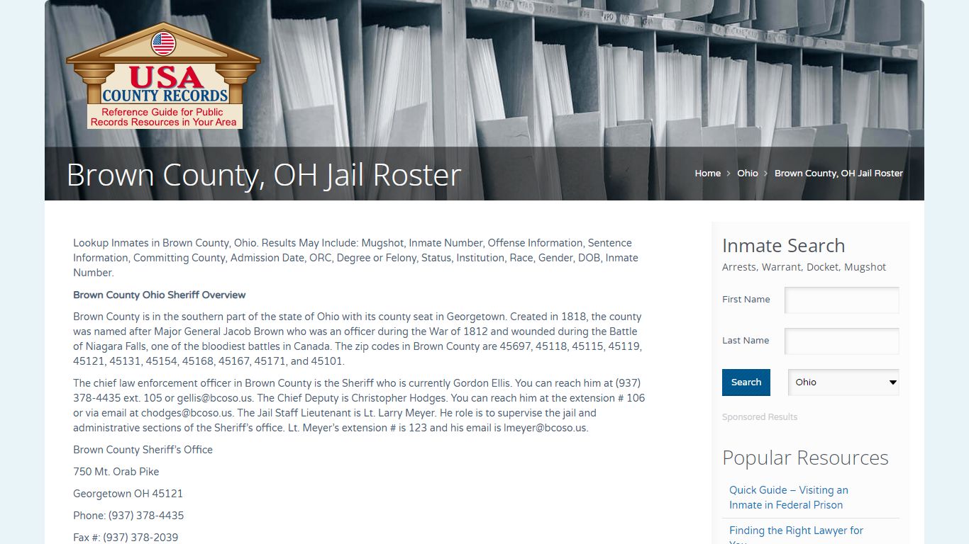 Brown County, OH Jail Roster | Name Search