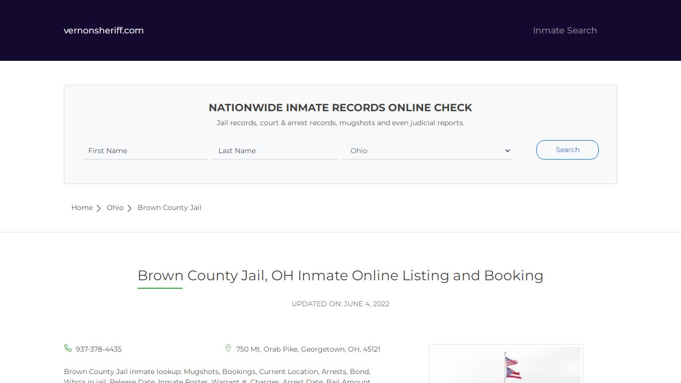 Brown County Jail, OH Inmate Online Listing and Booking